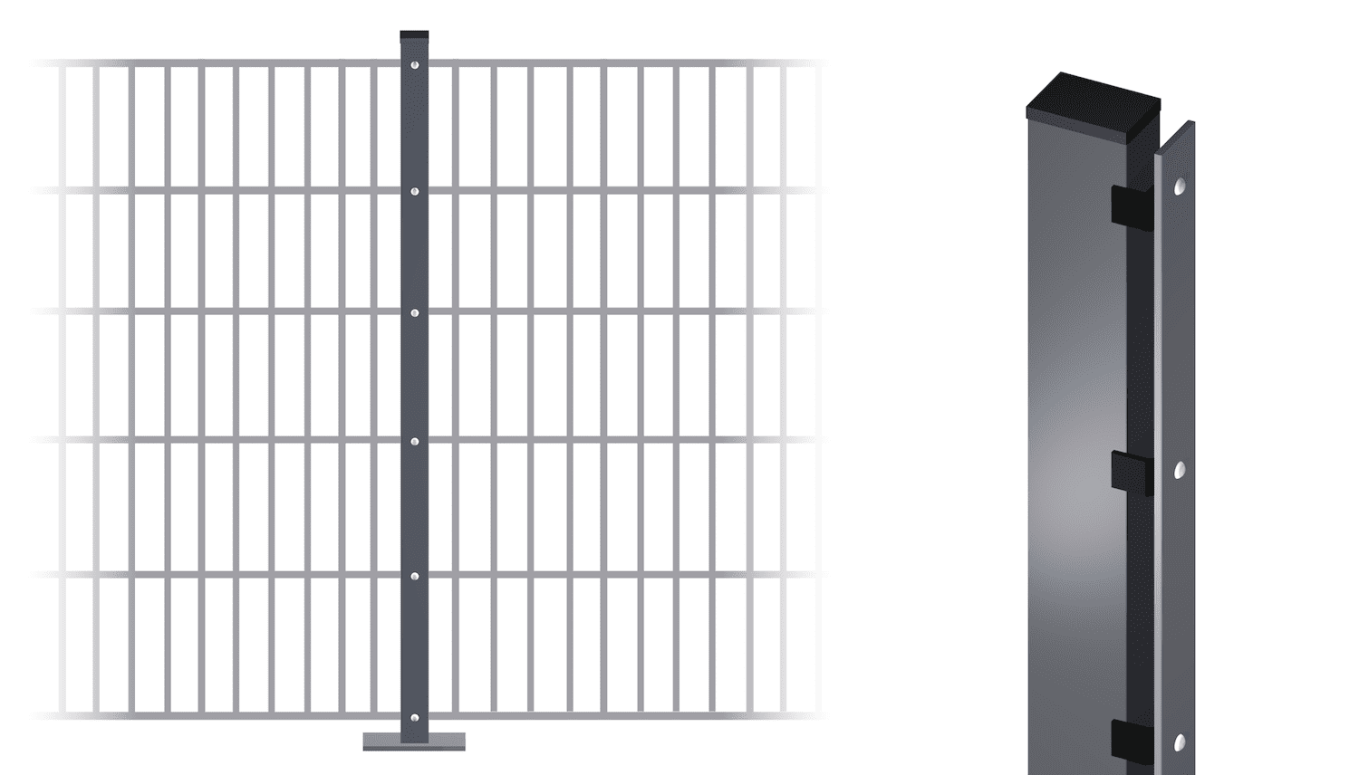 Stabgitterzaunpfosten verzinkt 60x40x2 mm