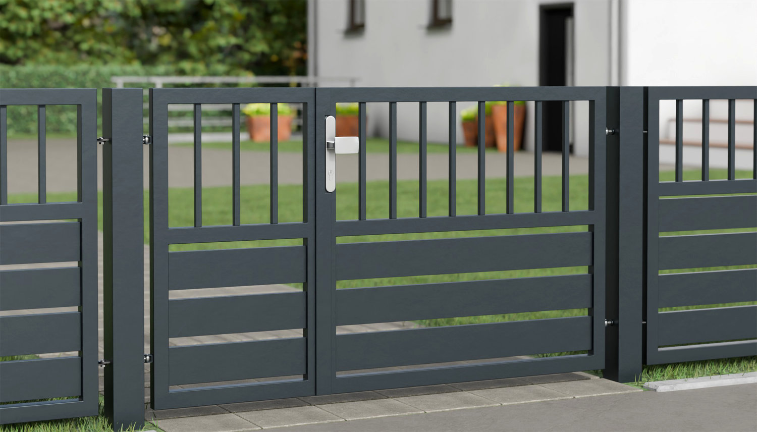 Gartentür Alu 2-flügelig Sichtschutz KSV 1, GE
