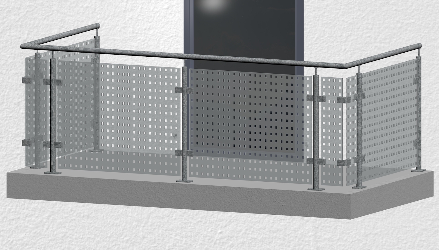 Balkongeländer verzinkt Designglas MC MO