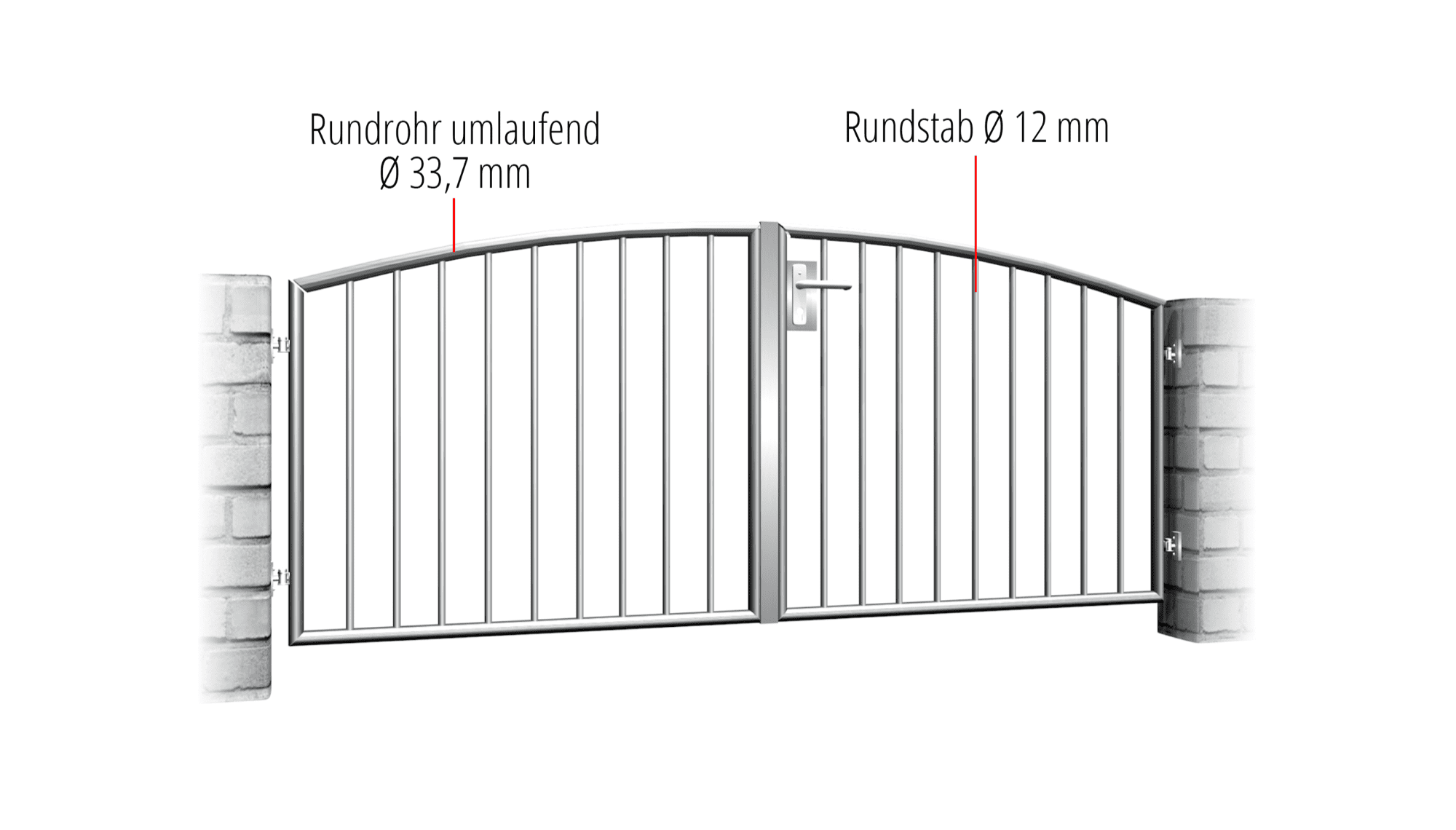 Gartentor Edelstahl 2-flügelig Vertikalstab 2, OB