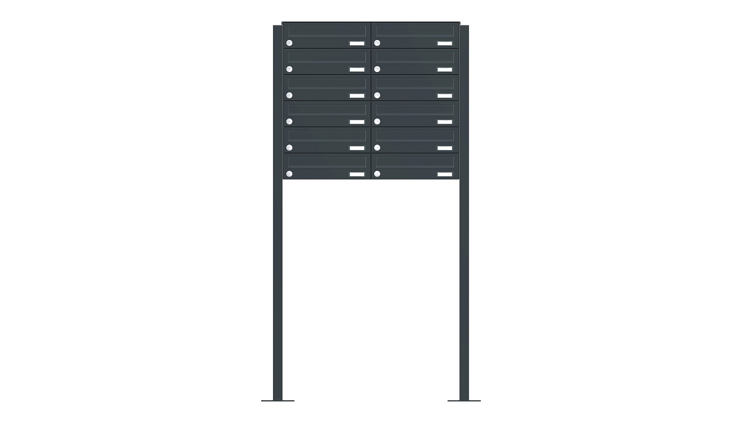 Briefkastenanlage | Freistehend | 12-fach | Waagerecht | Farbe