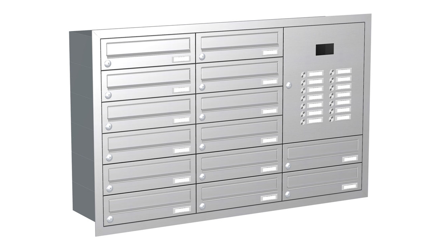 Briefkastenanlage | Unterputz | 14-fach | Waagerecht | Audio | Video | Edelstahl