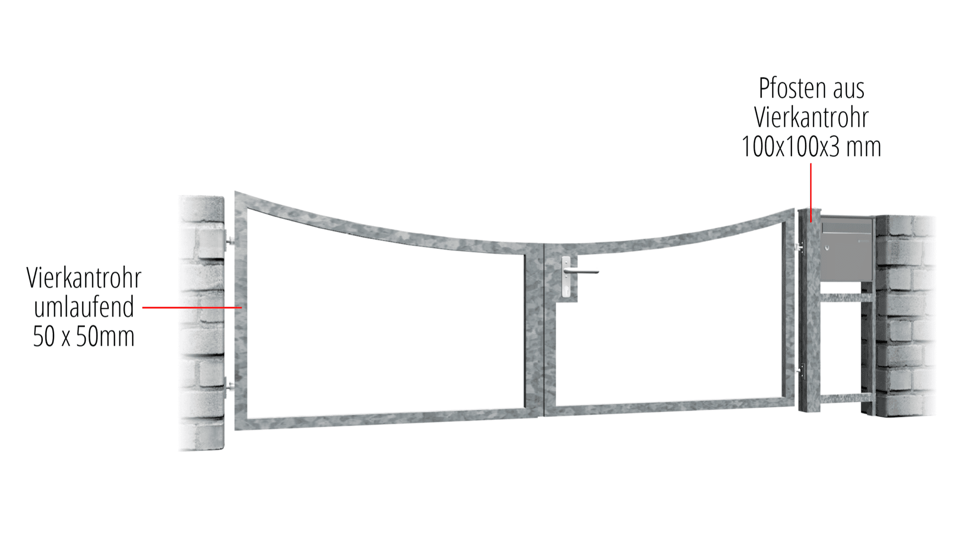 Gartentor verzinkt 2-flügelig eigene Füllung, UB, BK