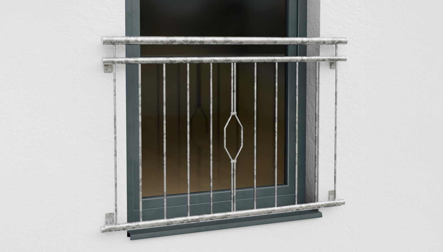 Französischer Balkon verzinkt 6-Eck Ornament 