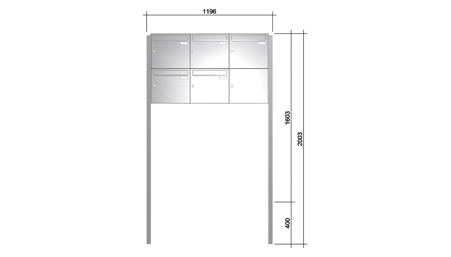 Briefkastenanlage | Freistehend | 5-fach | Senkrecht | Edelstahl