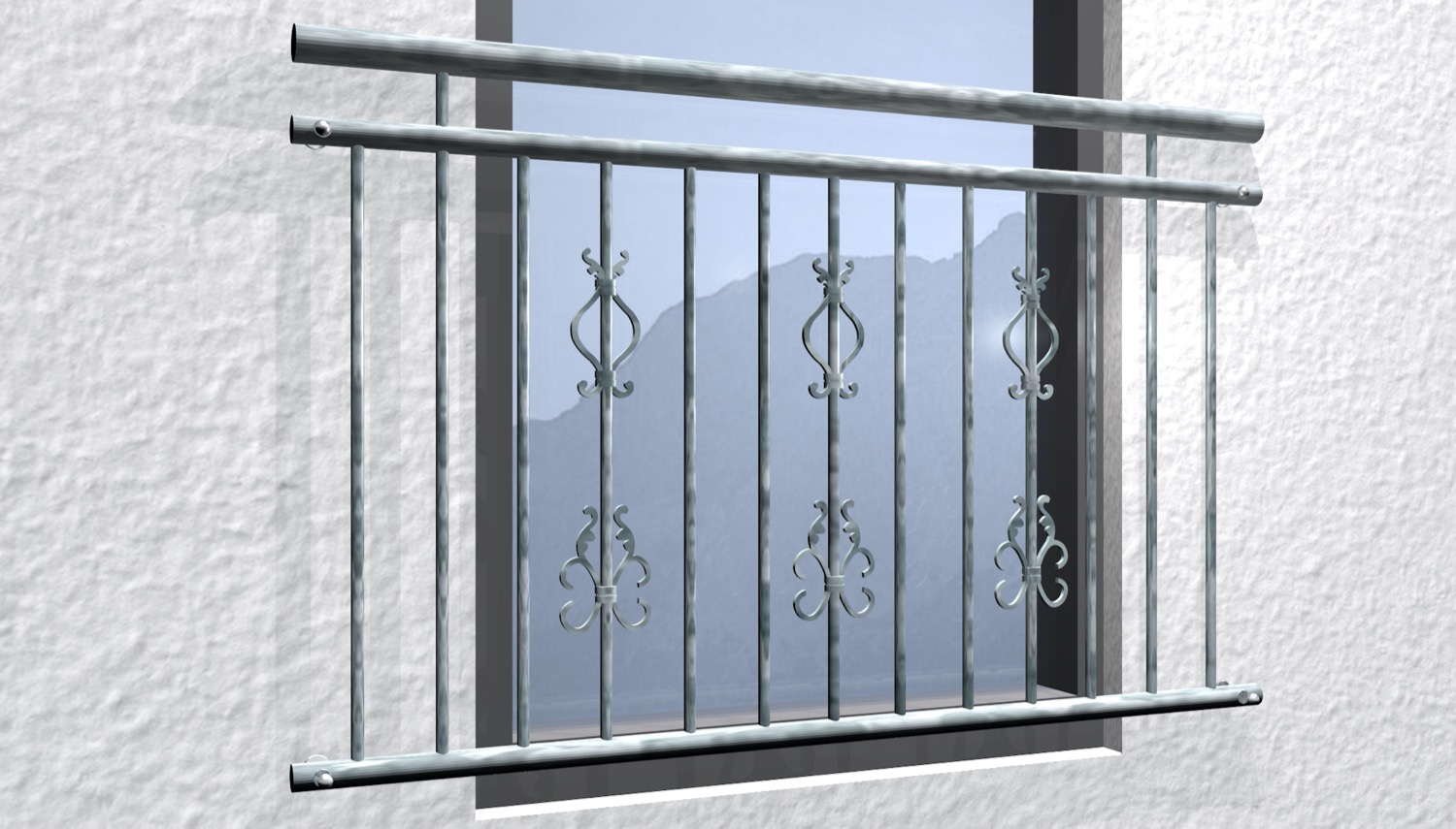 Französischer Balkon verzinkt Arkantus Triple Ornament 