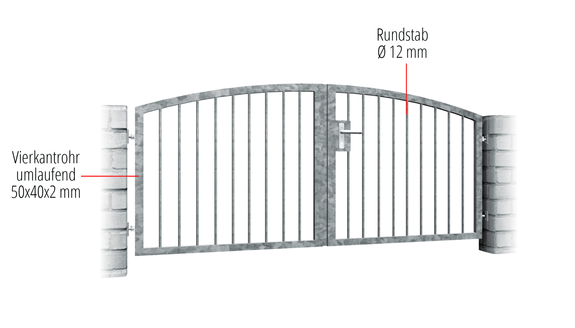 Gartentor verzinkt 2-flügelig Massiv 2, OB