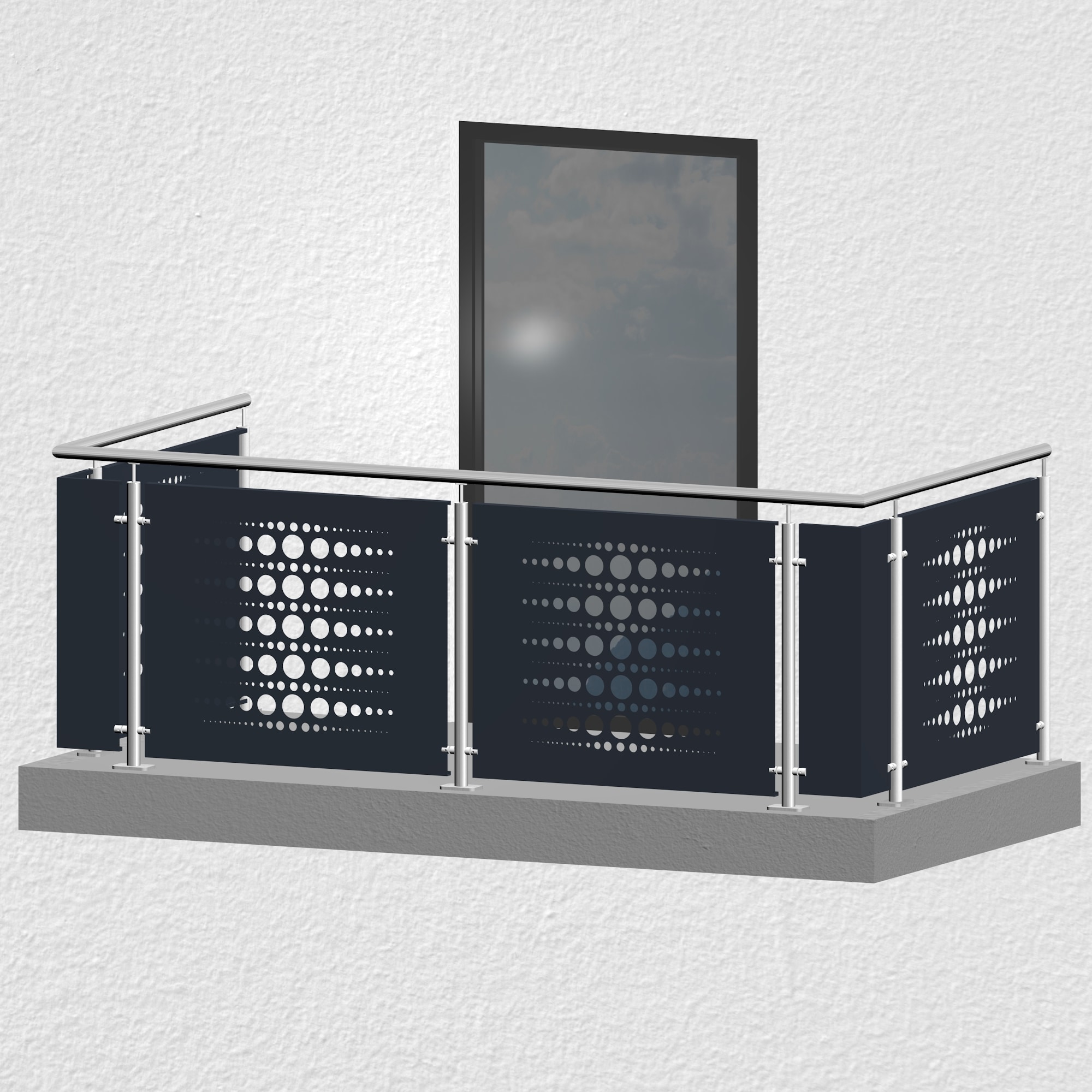 Balkongeländer Edelstahl Designblech PE 2