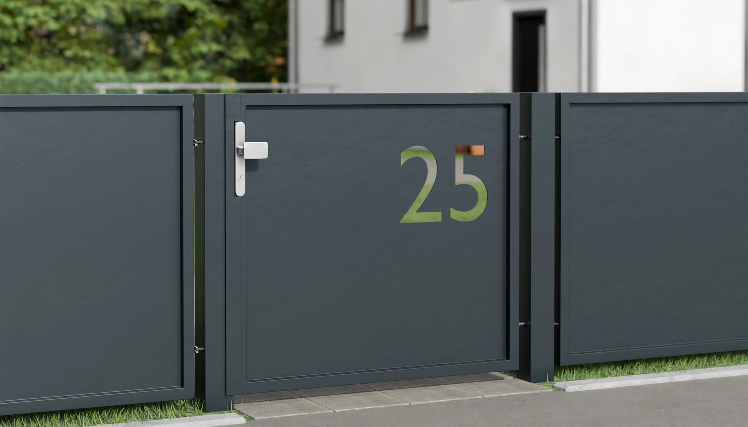 Gartentür Alu 1-flügelig Sichtschutz HNR, GE