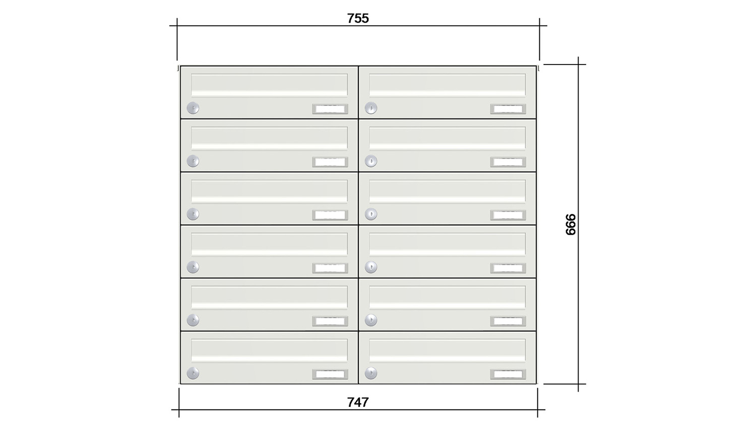 Briefkastenanlage | Aufputz | 12-fach | Waagerecht | Farbe