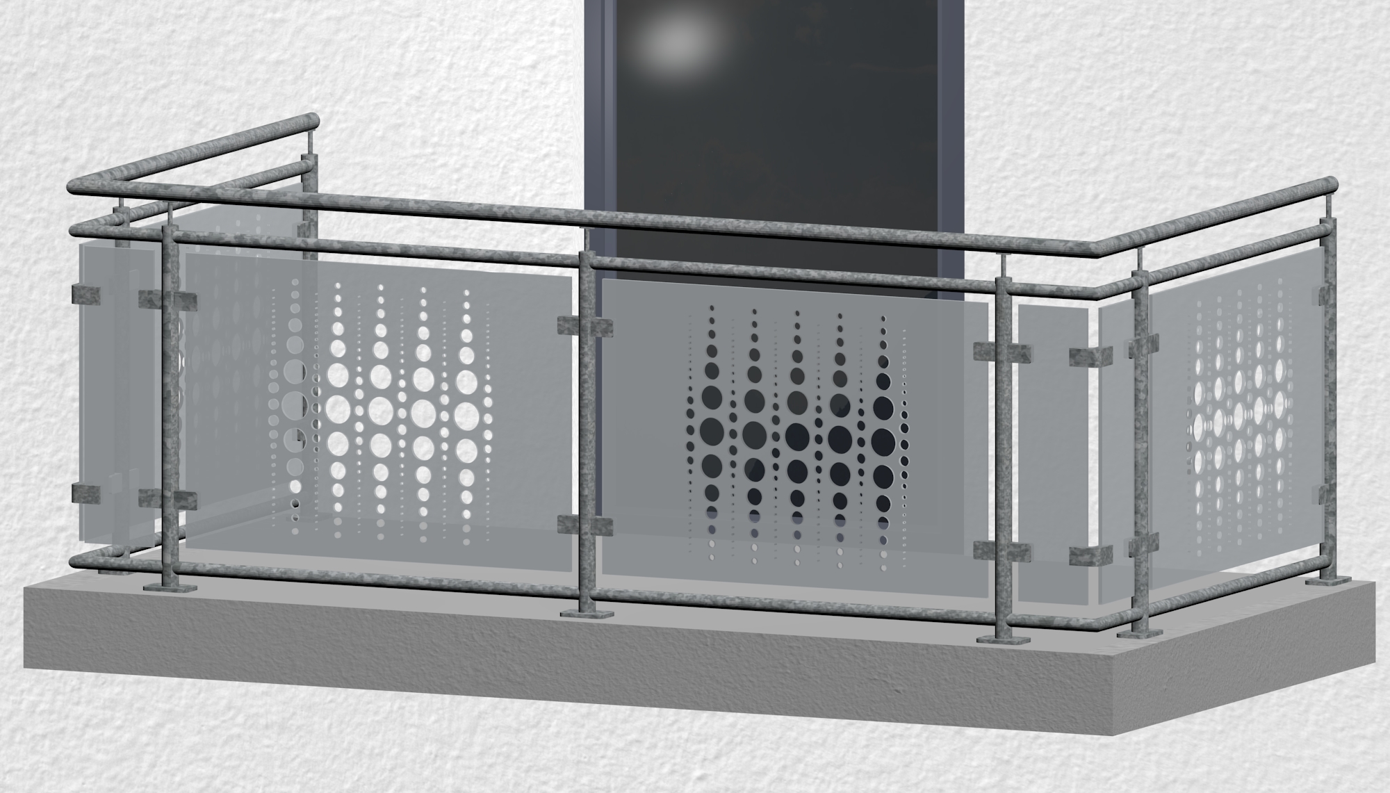 Balkongeländer verzinkt Designglas PE