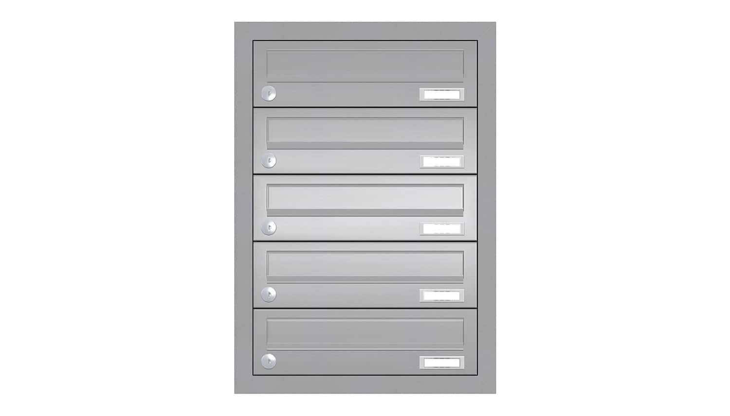 Briefkastenanlage | Unterputz | 5-fach | Waagerecht | Edelstahl