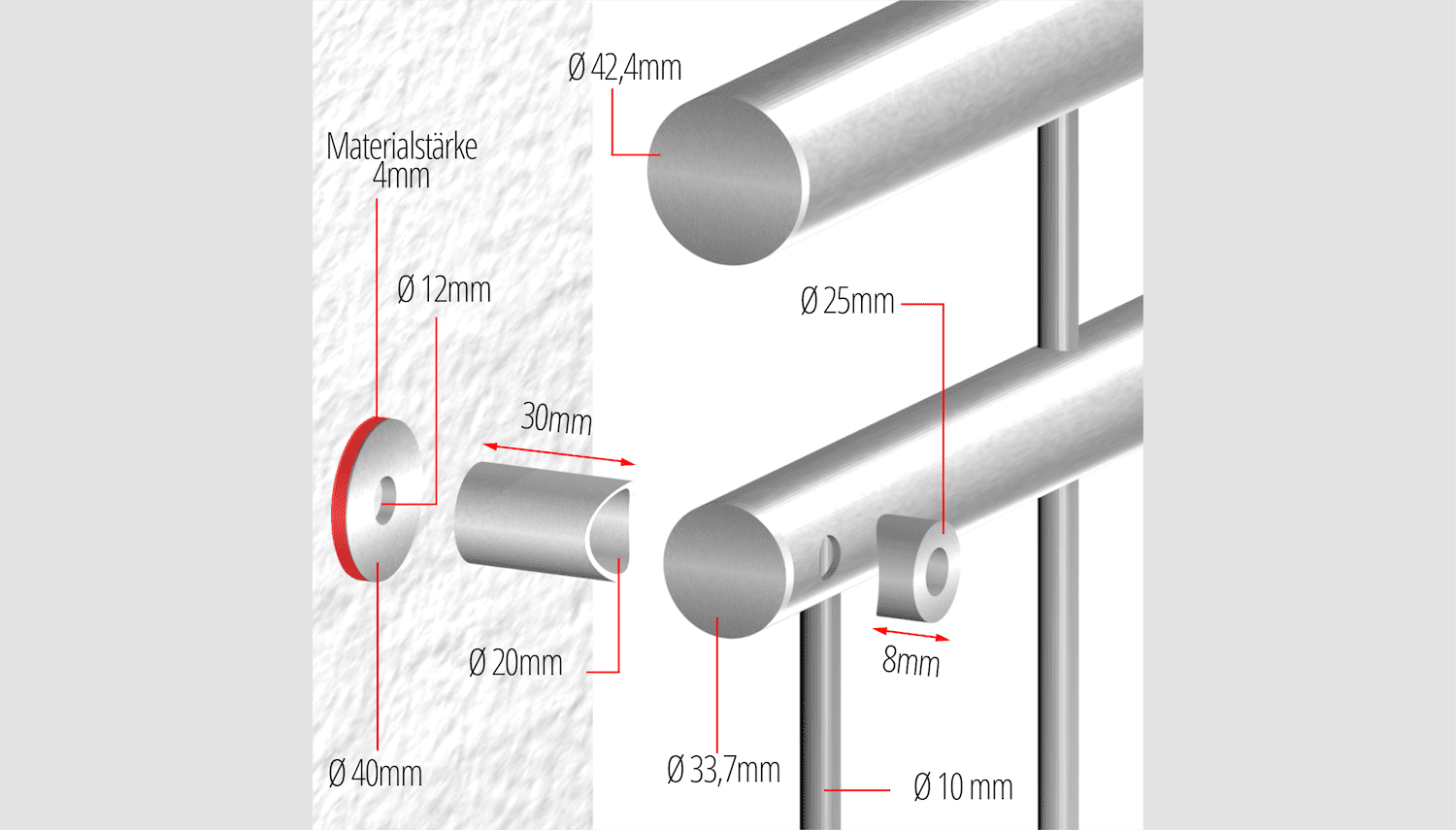 Französischer Balkon Edelstahl Doppel-V