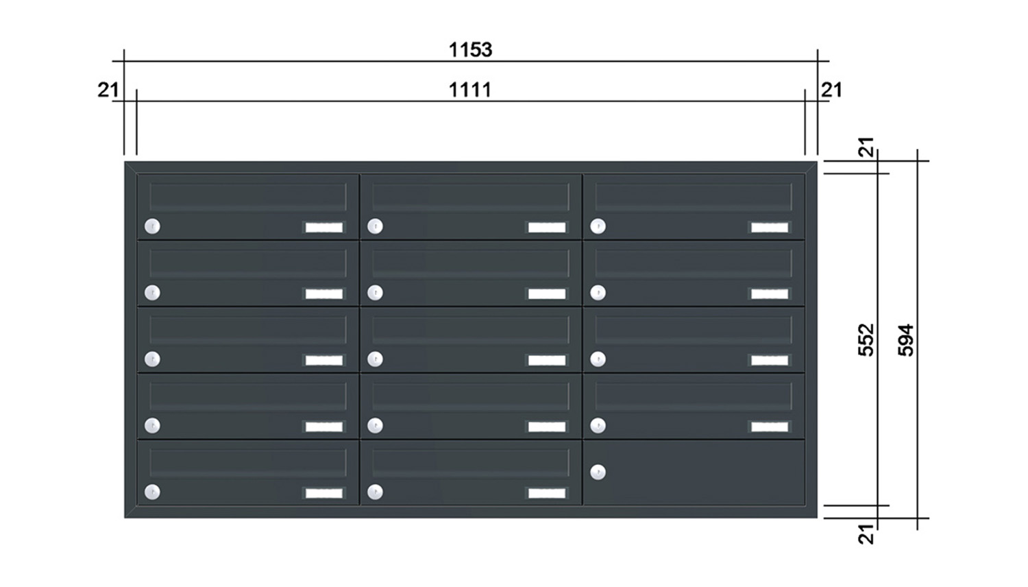 Briefkastenanlage | Unterputz | 14-fach | Waagerecht | Farbe