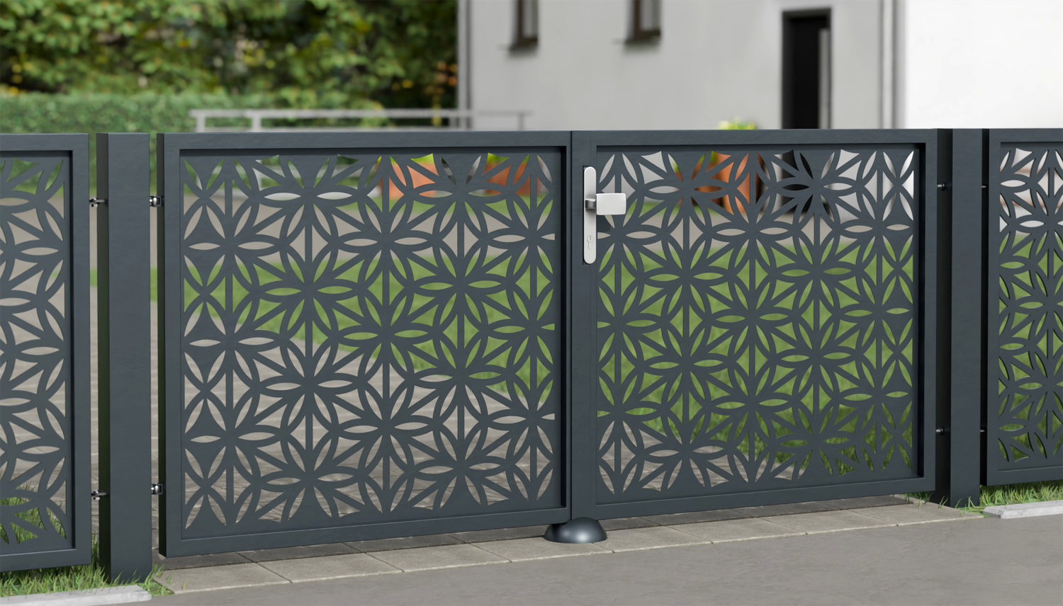 Gartentor Alu 2-flügelig Laserschnitt Design BT
