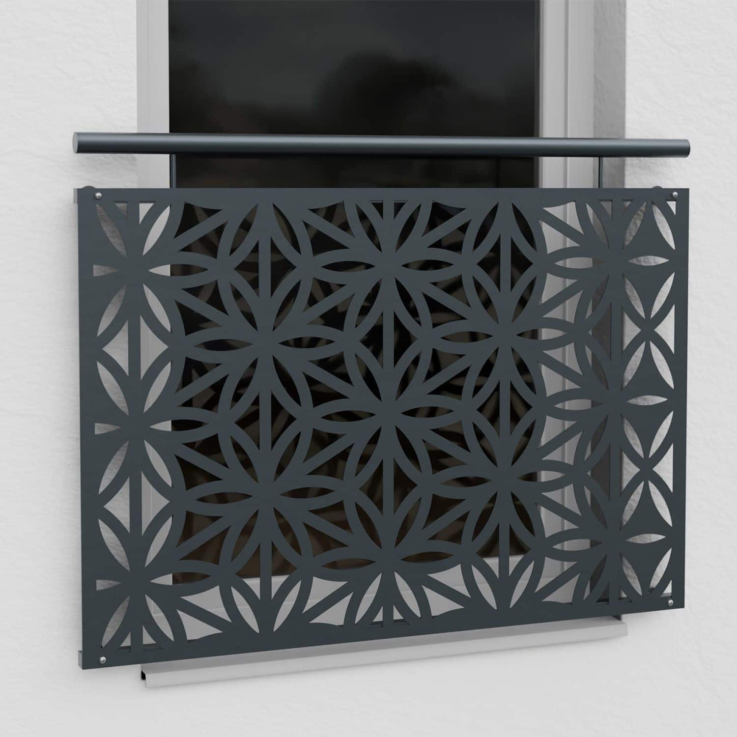 Französischer Balkon verzinkt Designblech Blütentraum