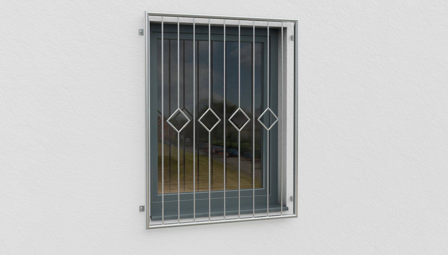 Fenstergitter Edelstahl Karo Stab 