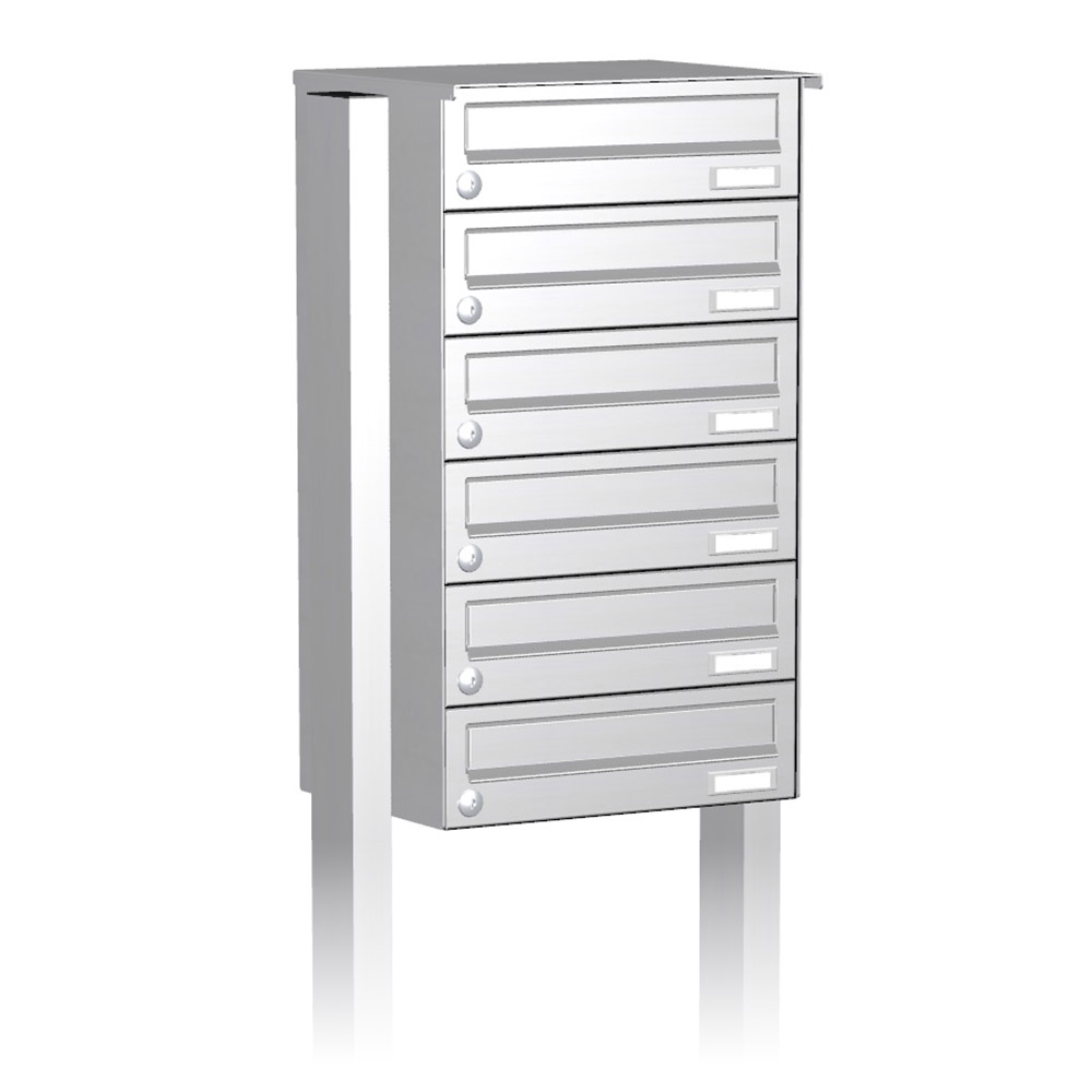 Briefkastenanlage | Freistehend | 6-fach | Waagerecht | Edelstahl