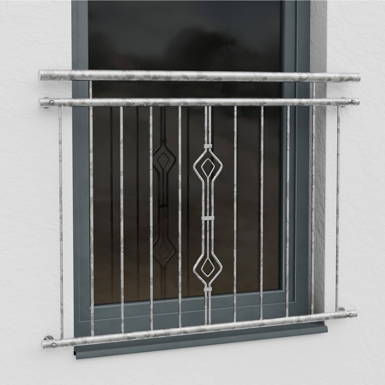 Französischer Balkon verzinkt Sanduhr Ornament 