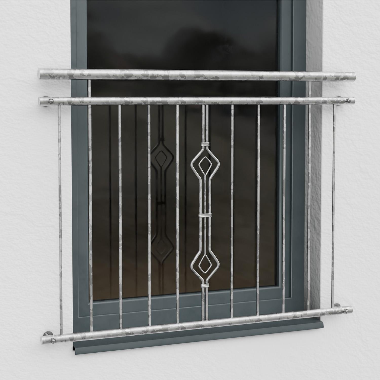 Französischer Balkon verzinkt Sanduhr Ornament 