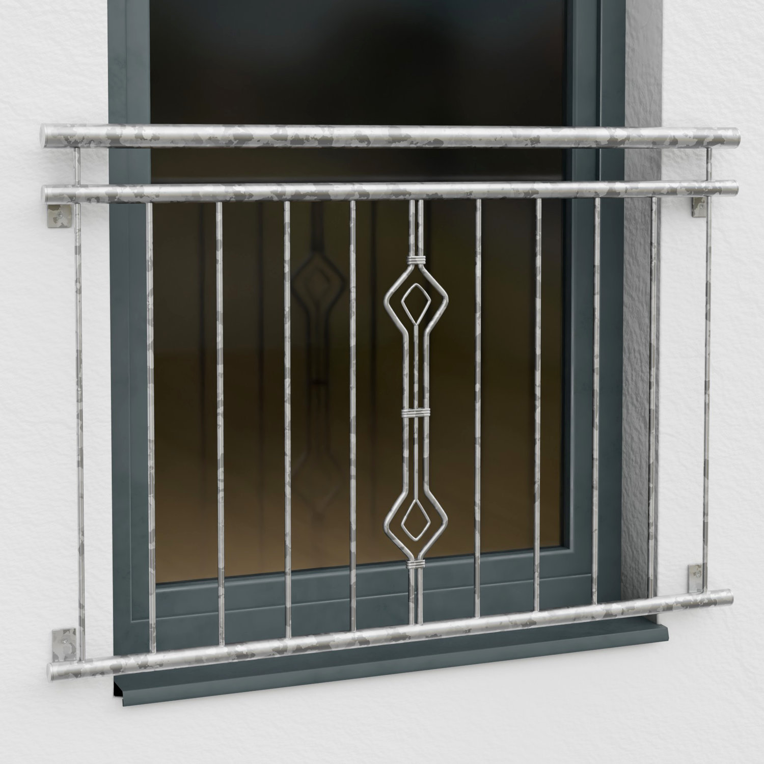 Französischer Balkon verzinkt Sanduhr Ornament 
