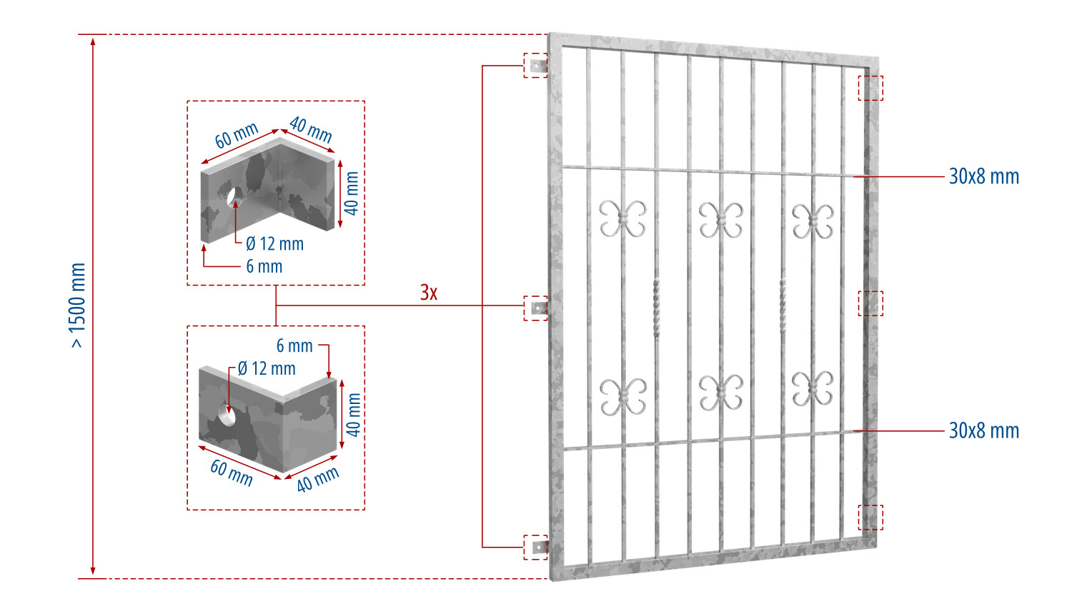 Fenstergitter verzinkt Barock 