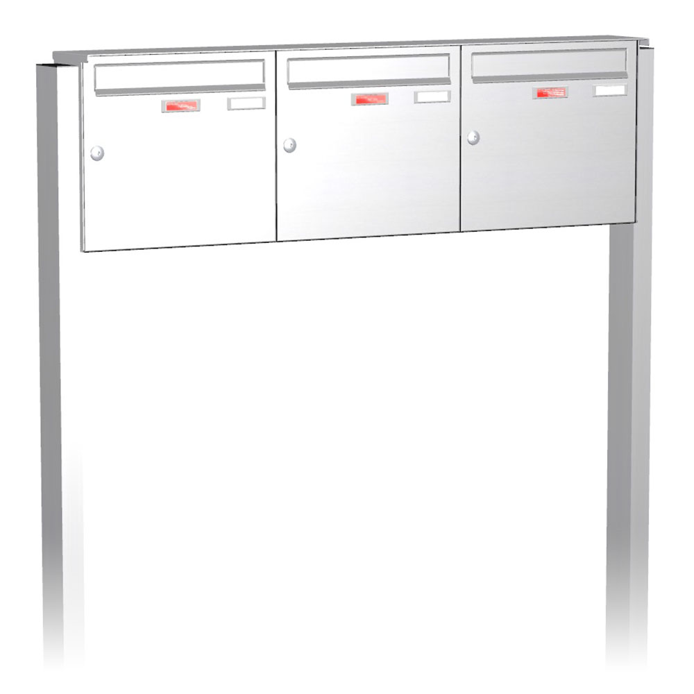 Briefkastenanlage | Freistehend | 3-fach | Senkrecht | Edelstahl