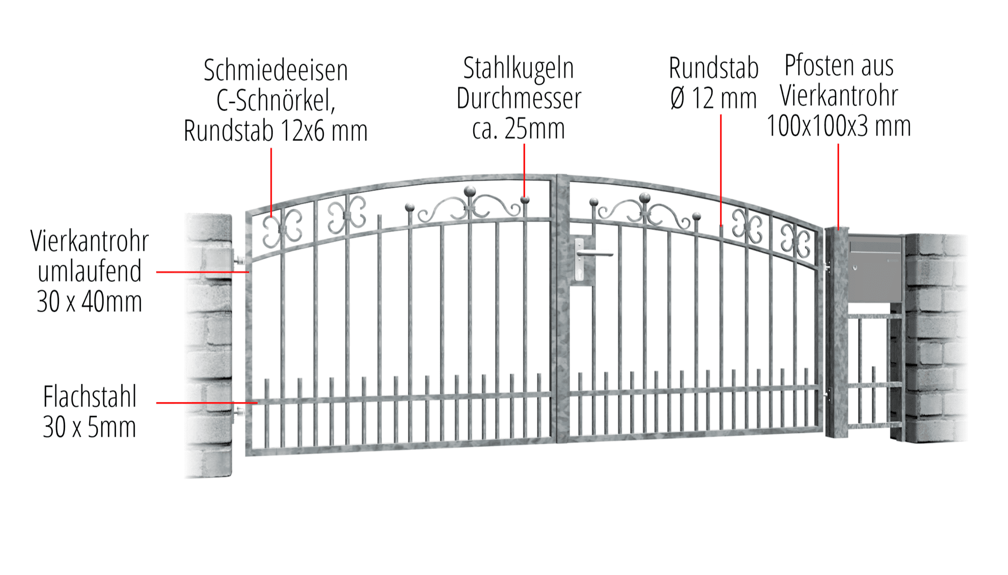 Gartentor verzinkt 2-flügelig Berlin, OB, BK