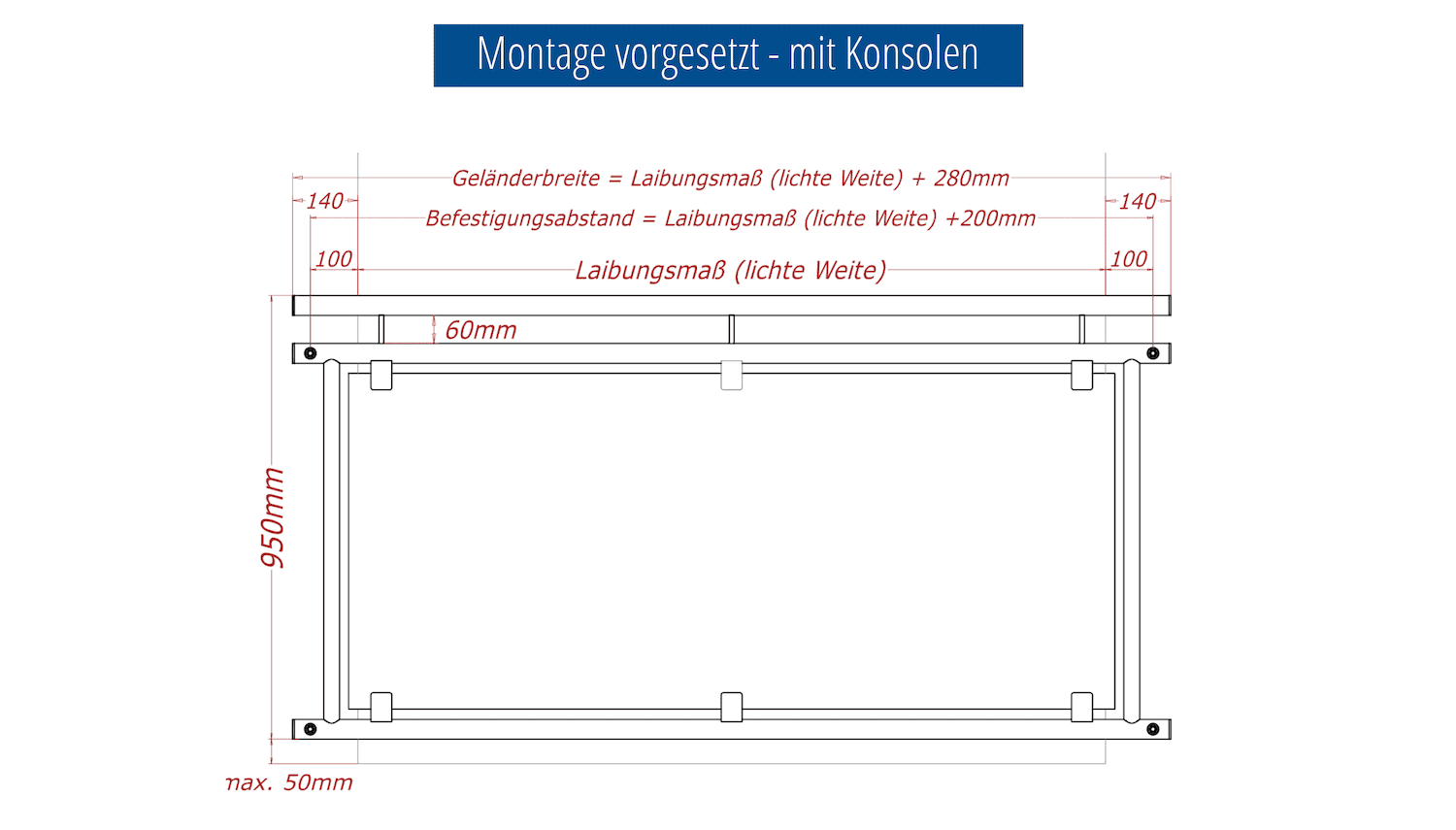 Französischer Balkon verzinkt Designglas PE