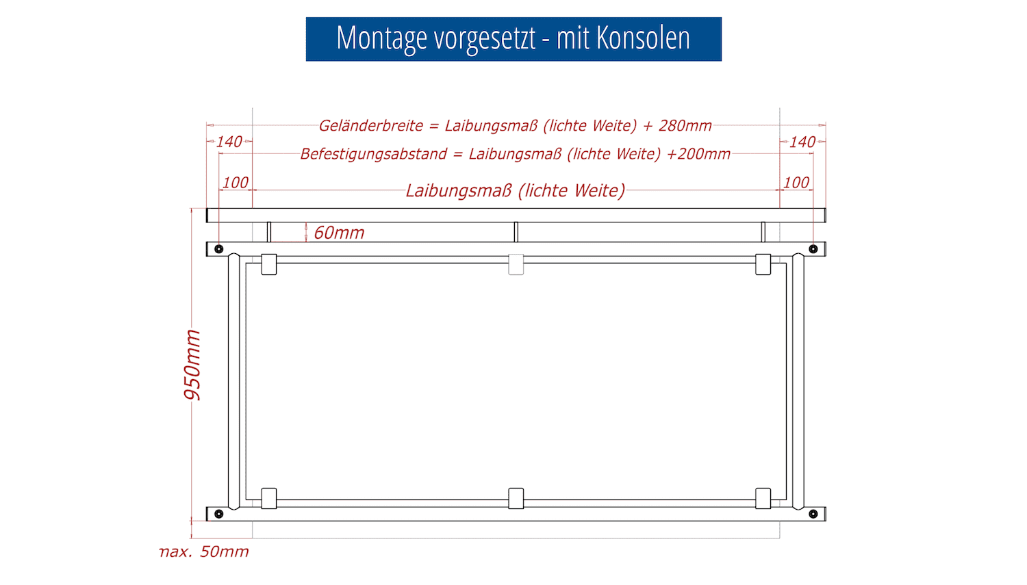 Französischer Balkon Edelstahl Designglas KL