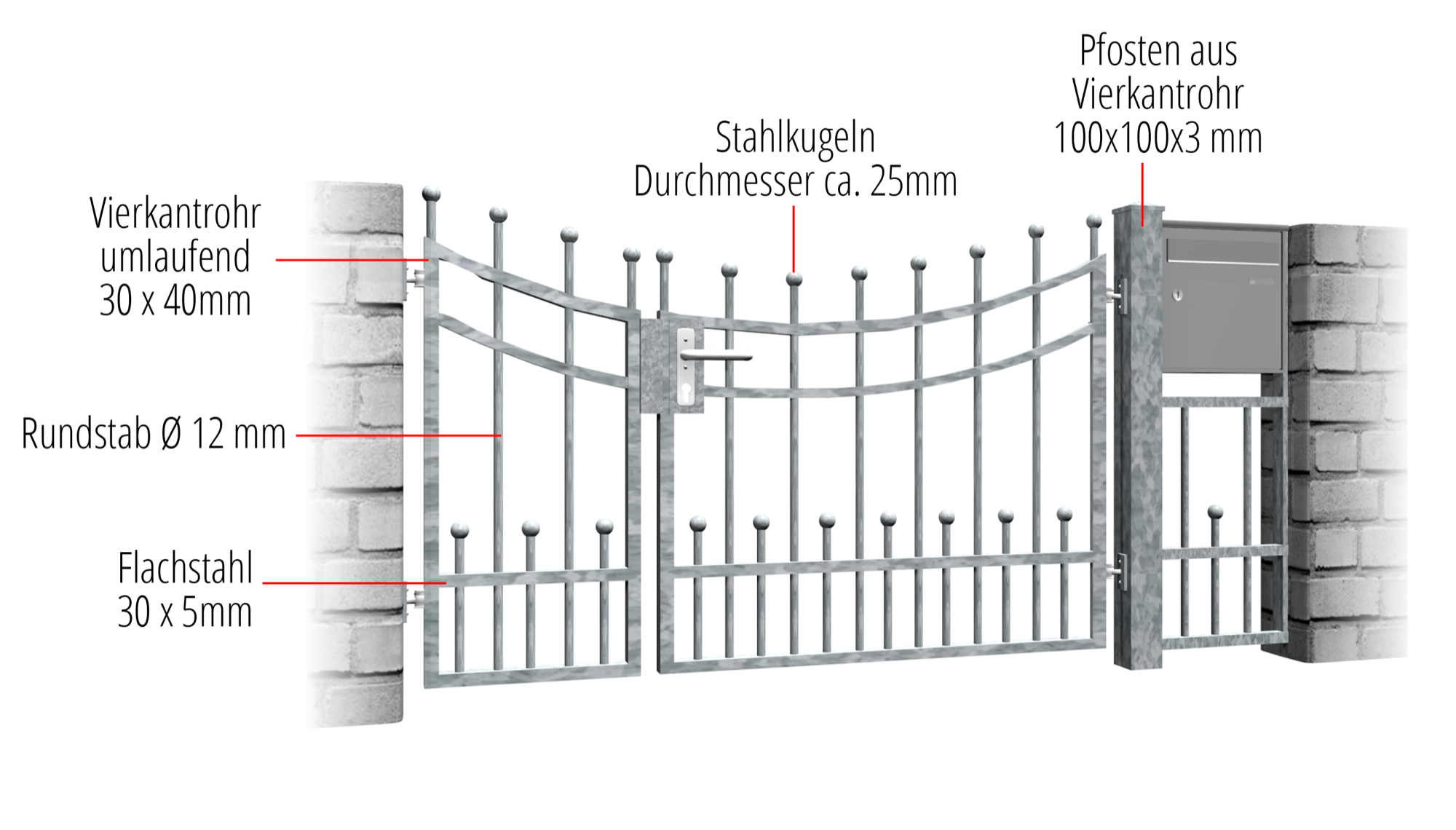 Gartentür verzinkt 2-flügelig Bonn, UB, BK