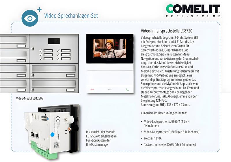 Briefkastenanlage | Aufputz | 1-fach | Senkrecht | Audio | Video | Edelstahl