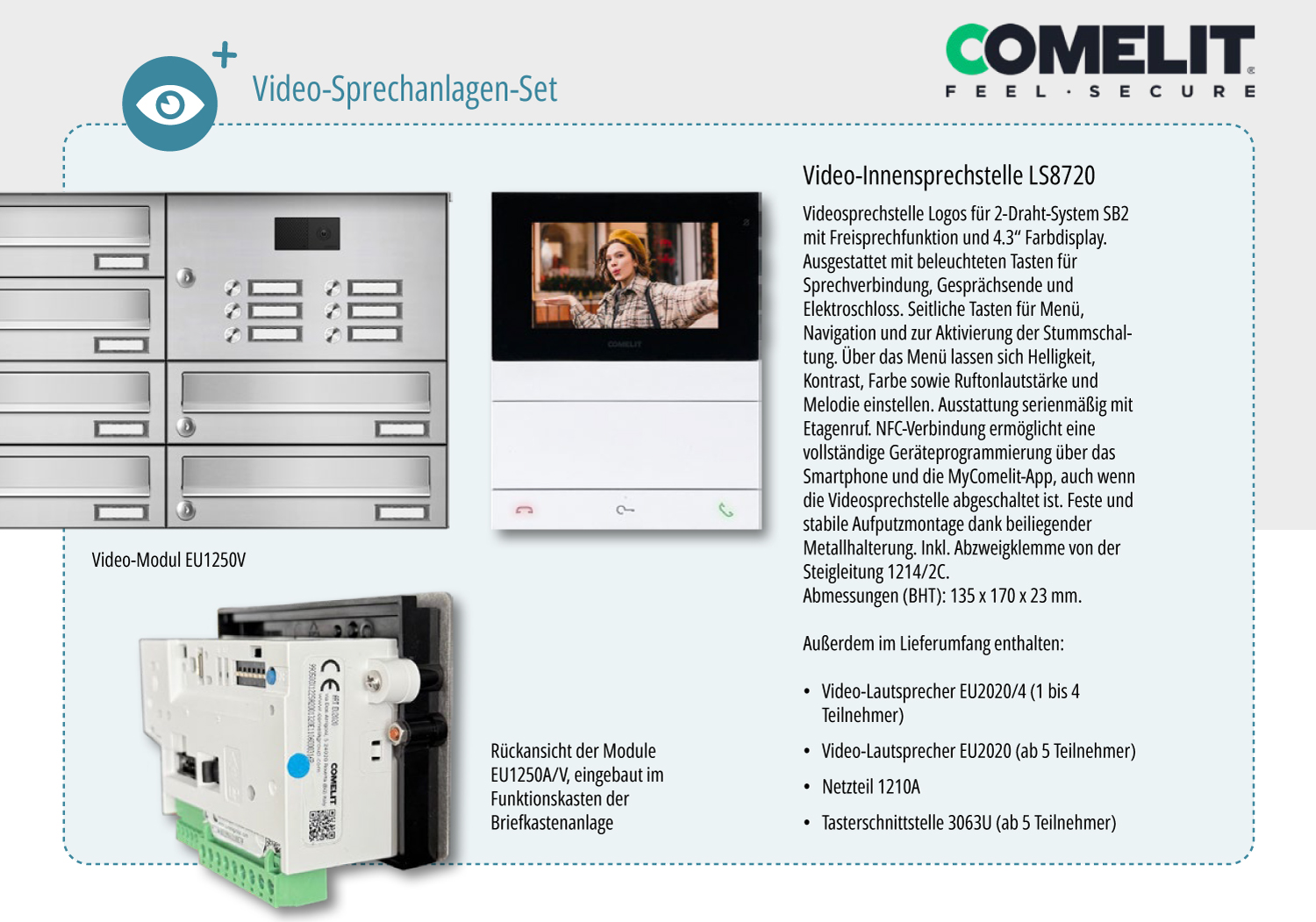 Briefkastenanlage | Unterputz | 1-fach | Senkrecht | Audio | Video | Farbe