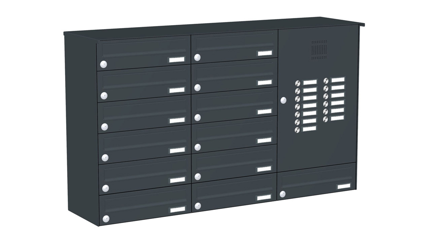 Briefkastenanlage | Aufputz | 13-fach | Waagerecht | Audio | Video | Farbe