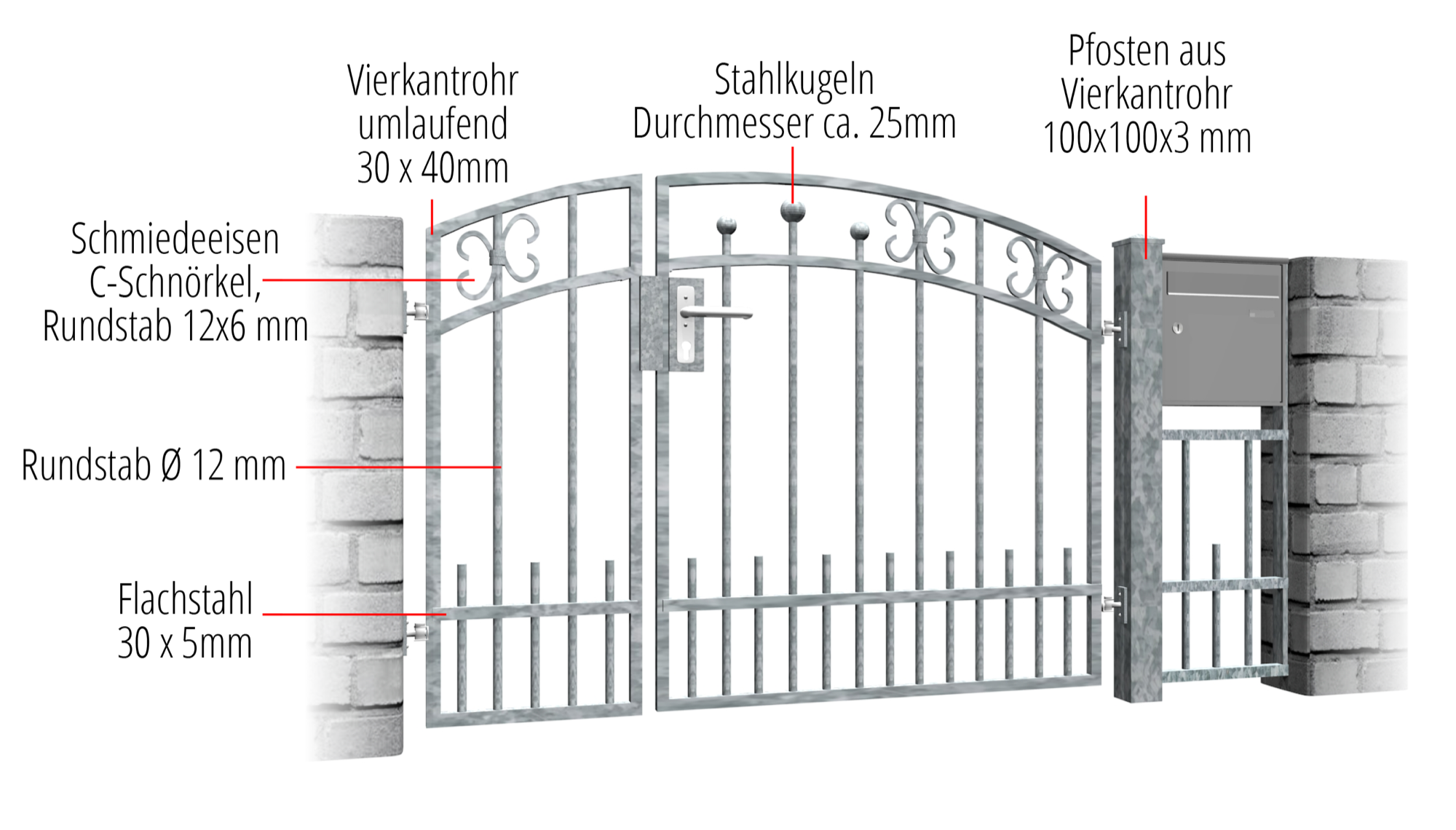 Gartentür verzinkt 2-flügelig Berlin, OB, BK