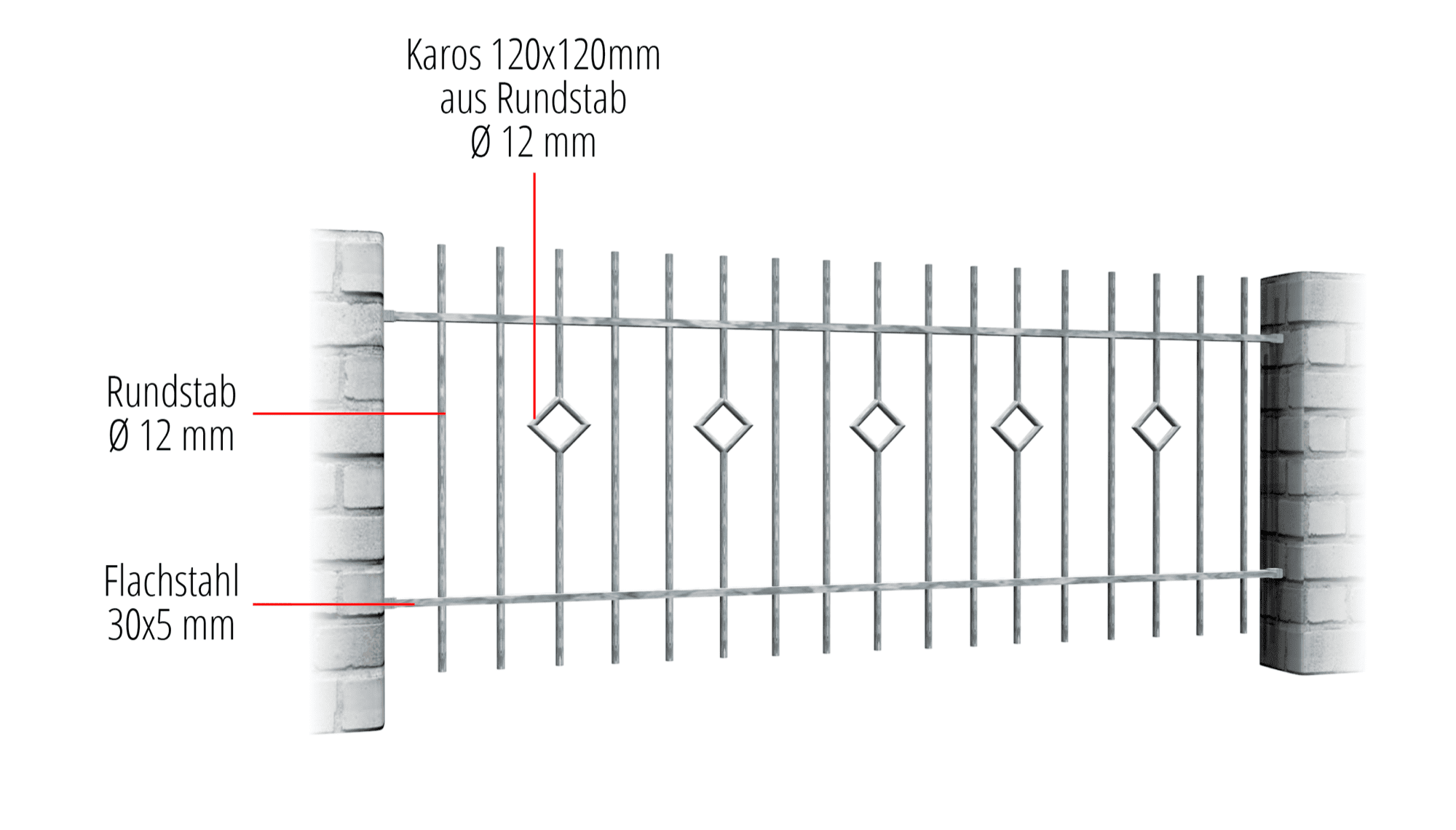 Gartenzaun verzinkt Karo Stab, GE