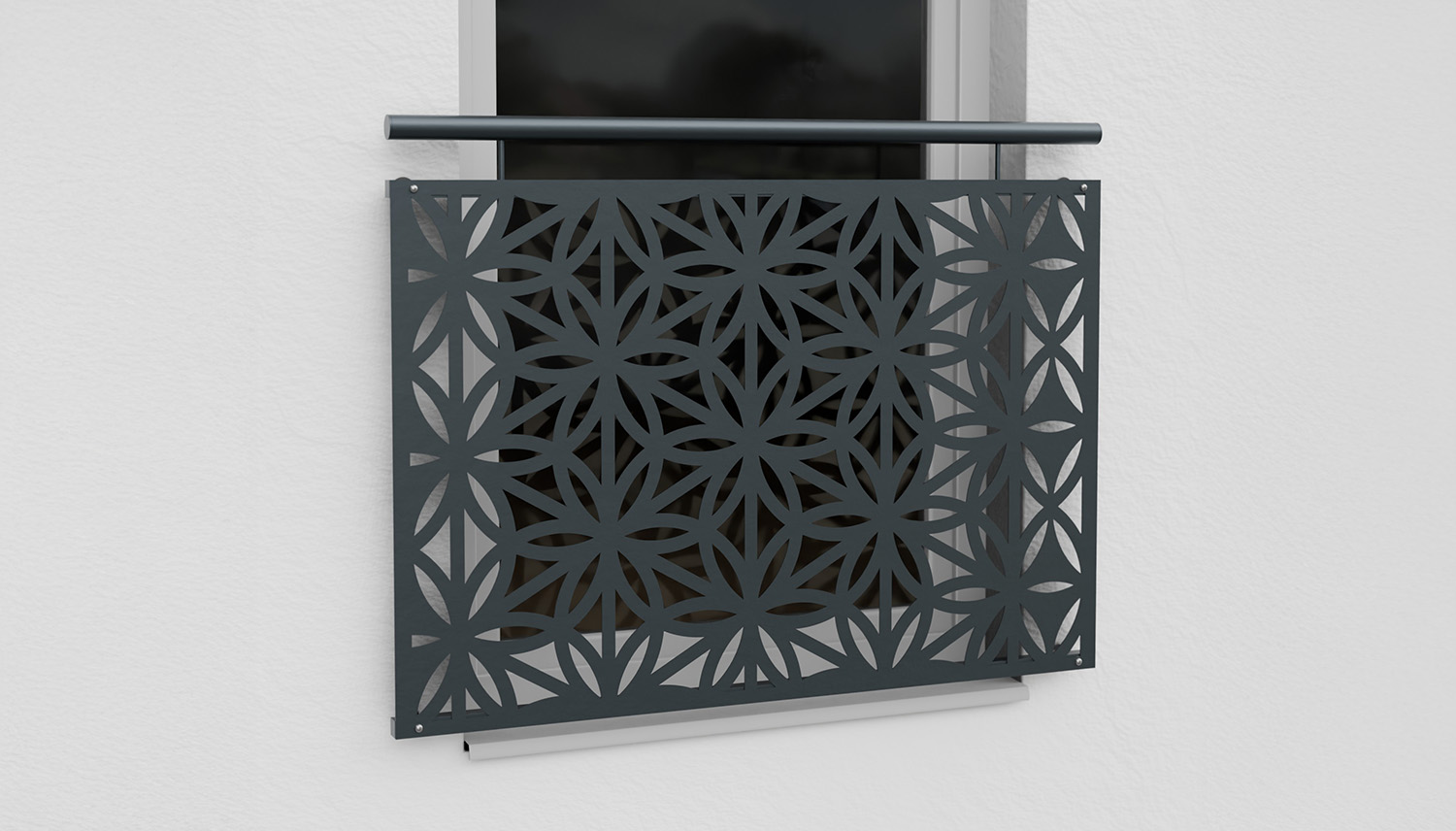 Französischer Balkon verzinkt Designblech Blütentraum