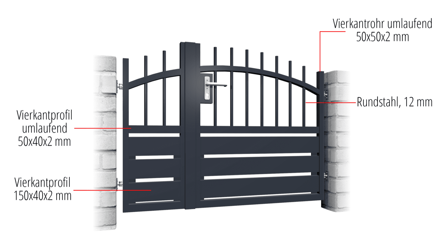 Gartentür Alu 2-flügelig Sichtschutz KSV 2, OB