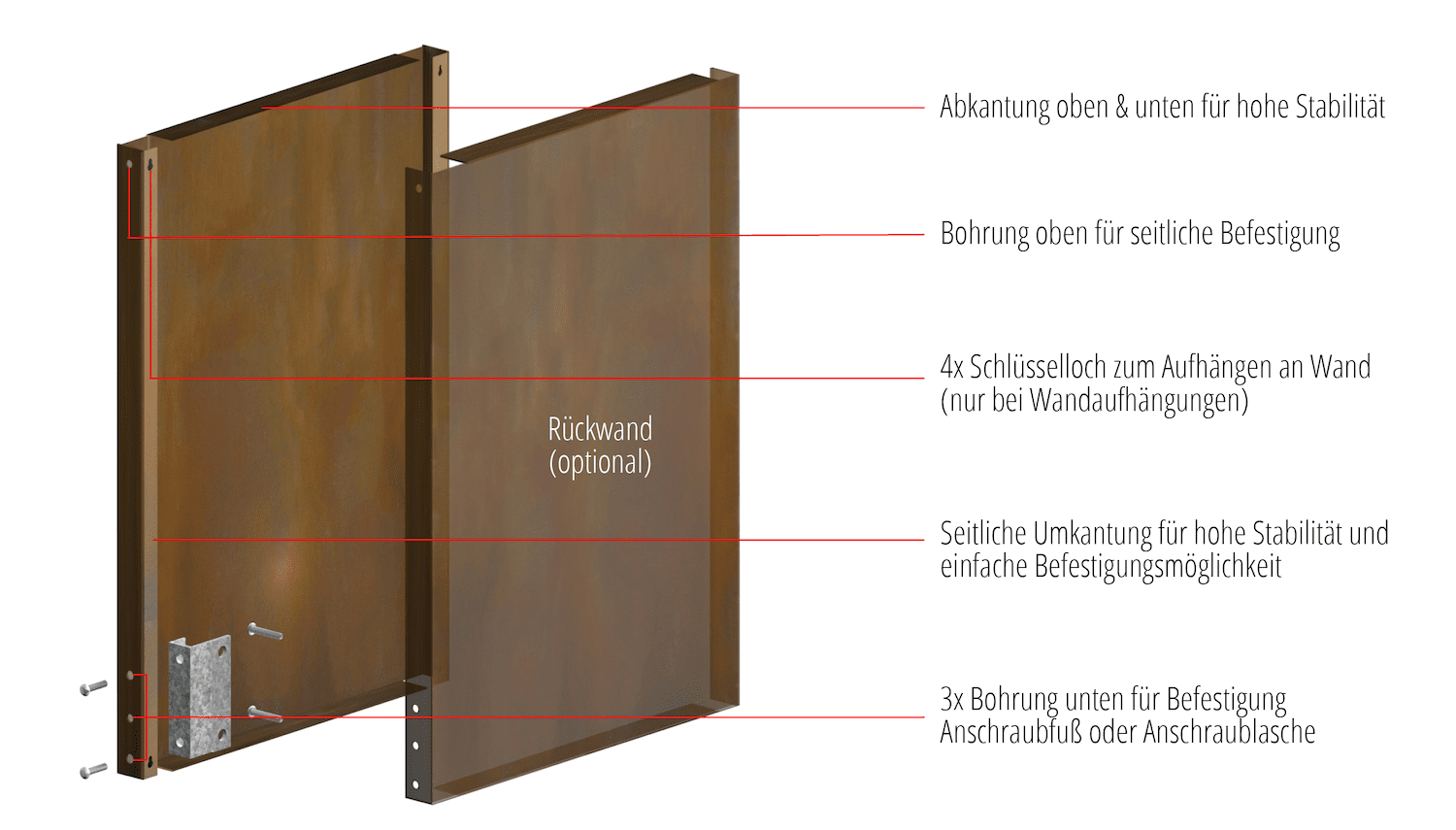 Sichtschutz Cortenstahl Stele Pusteblume 