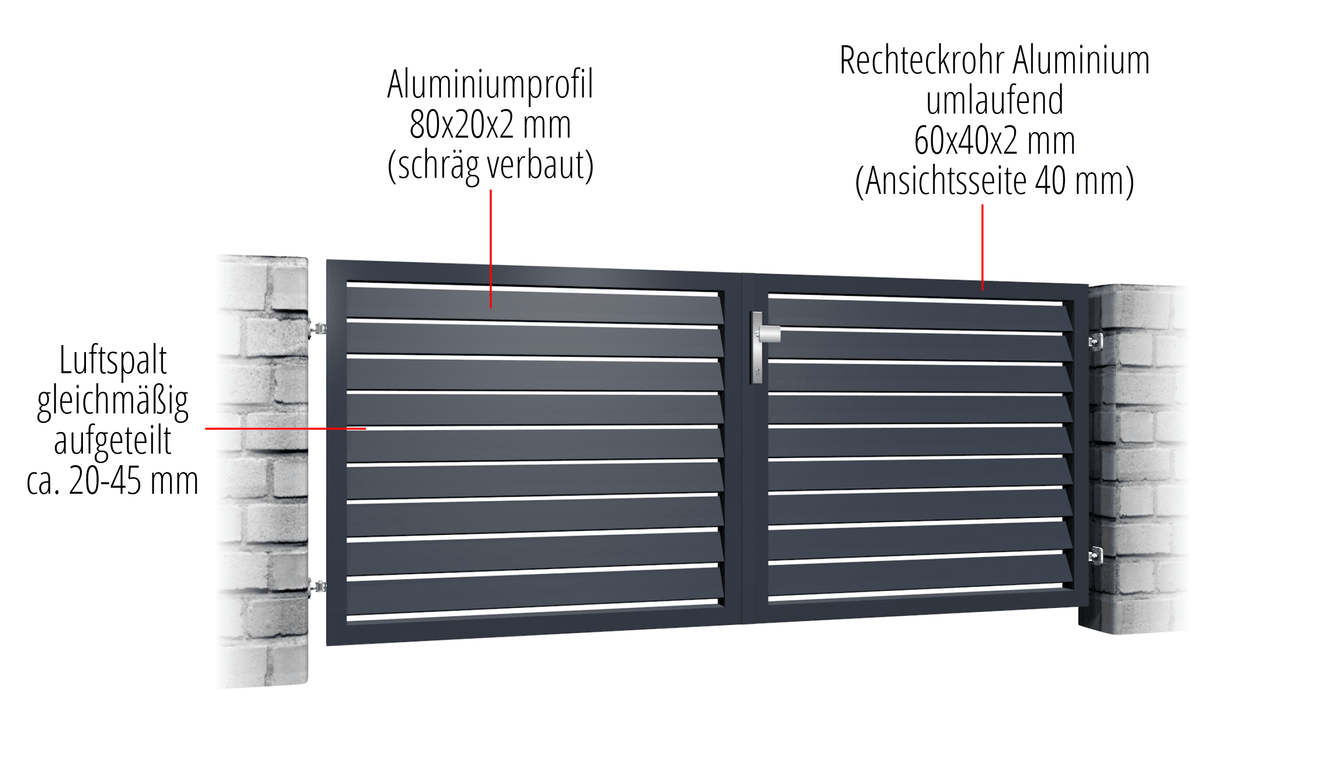 Gartentor Alu 2-flügelig Sichtschutz, GE