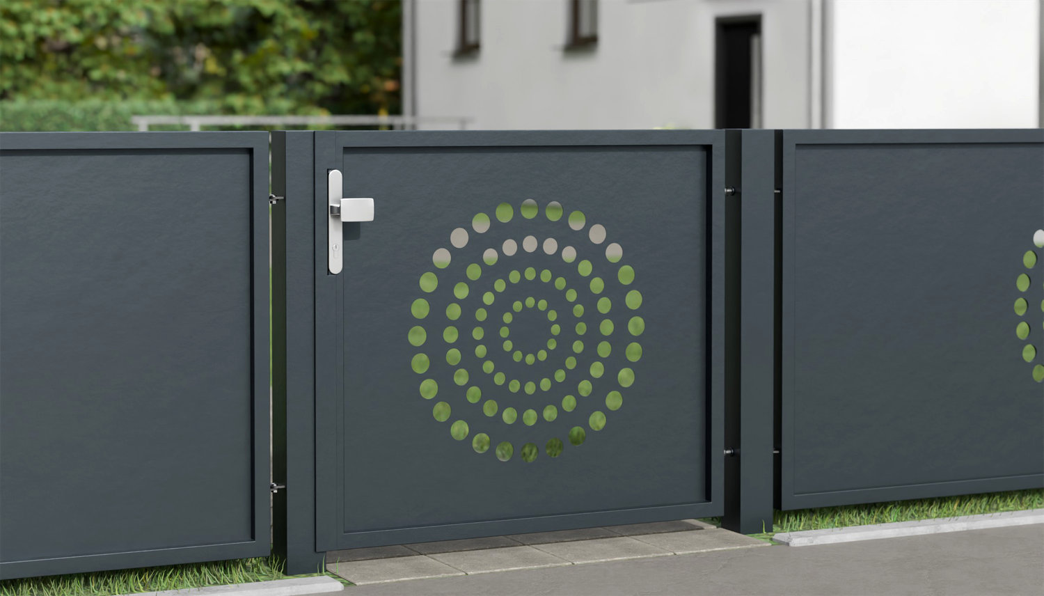 Gartentür Alu 1-flügelig Laserschnitt Design KR