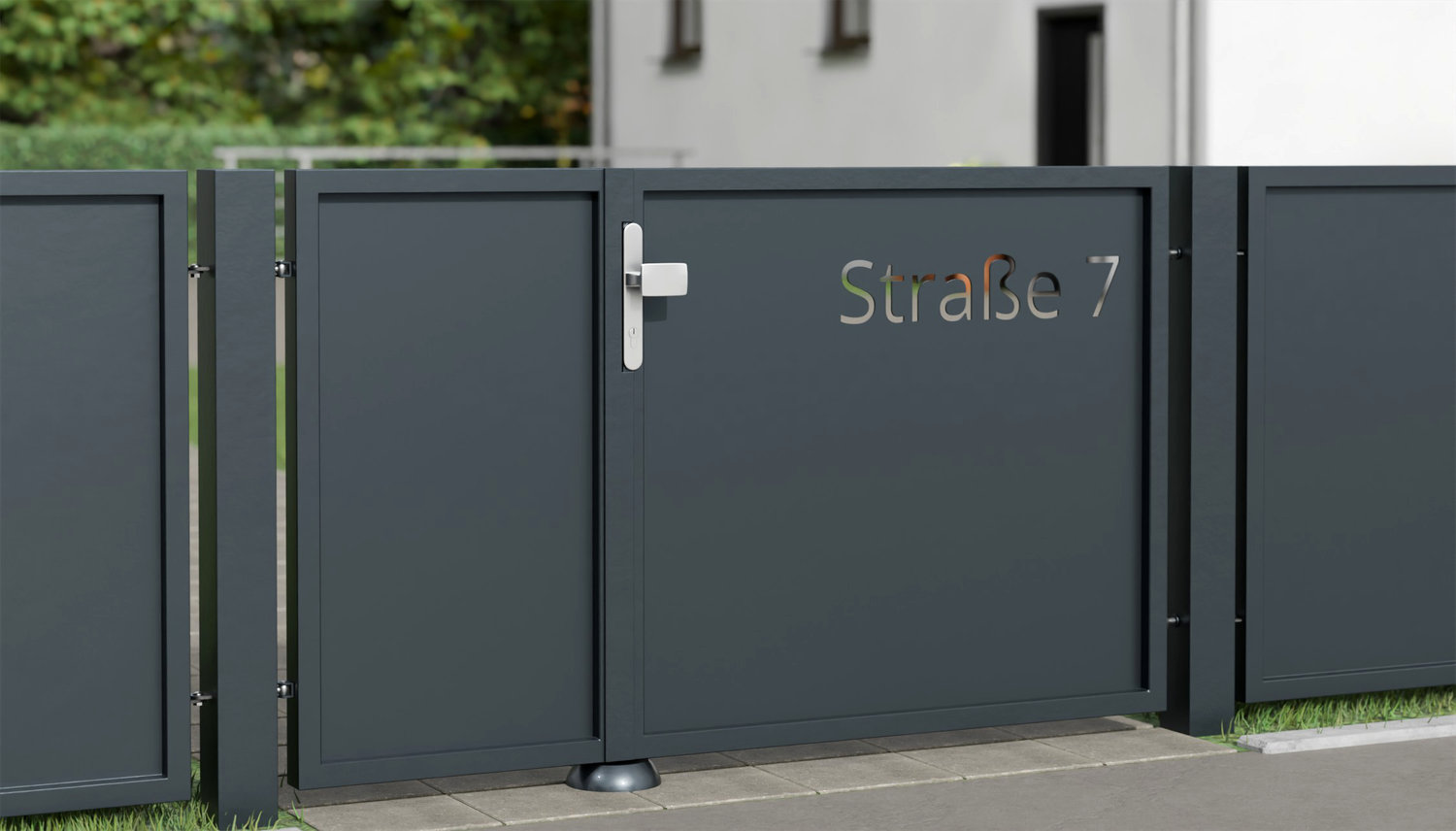 Gartentür Alu 2-flügelig Sichtschutz STR, GE