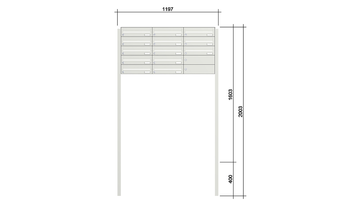 Briefkastenanlage | Freistehend | 13-fach | Waagerecht | Farbe