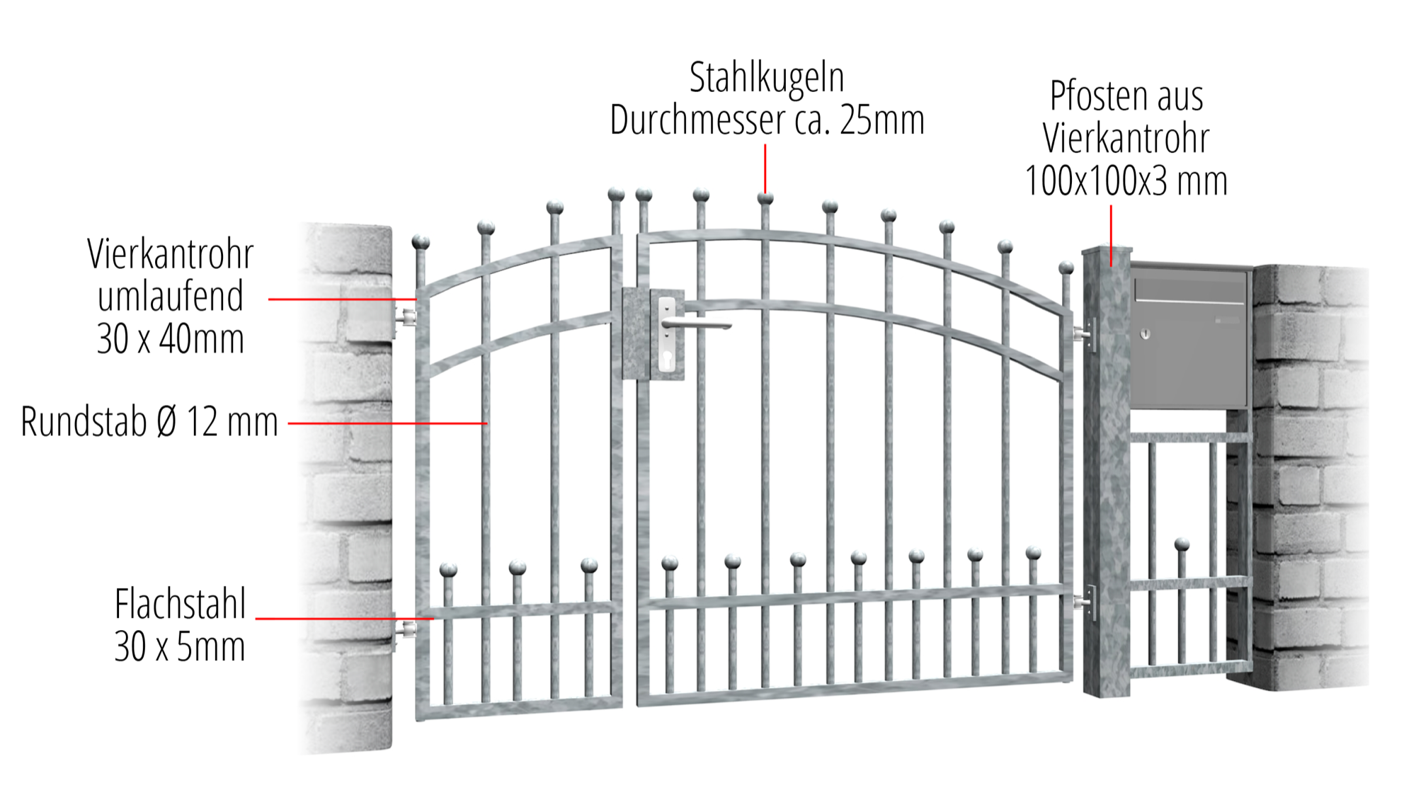 Gartentür verzinkt 2-flügelig Bonn, OB, BK