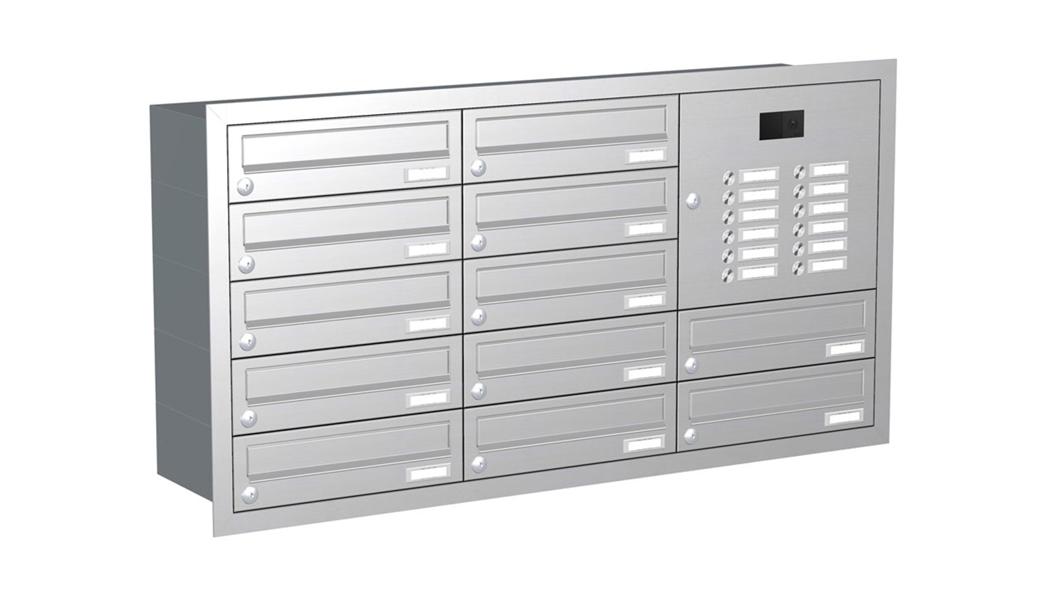 Briefkastenanlage | Unterputz | 12-fach | Waagerecht | Audio | Video | Edelstahl