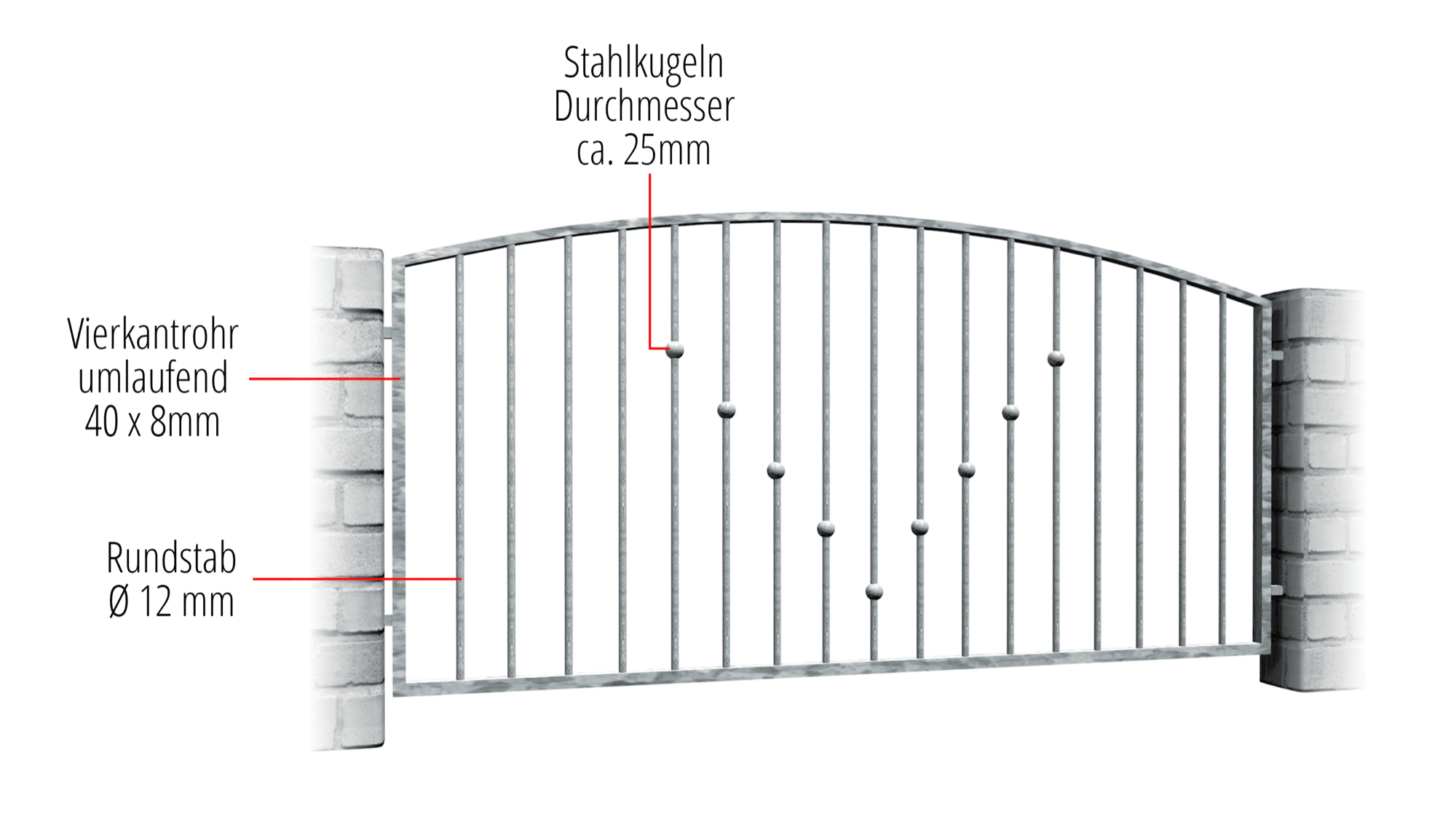 Gartenzaun verzinkt V-Kugeln 2, OB