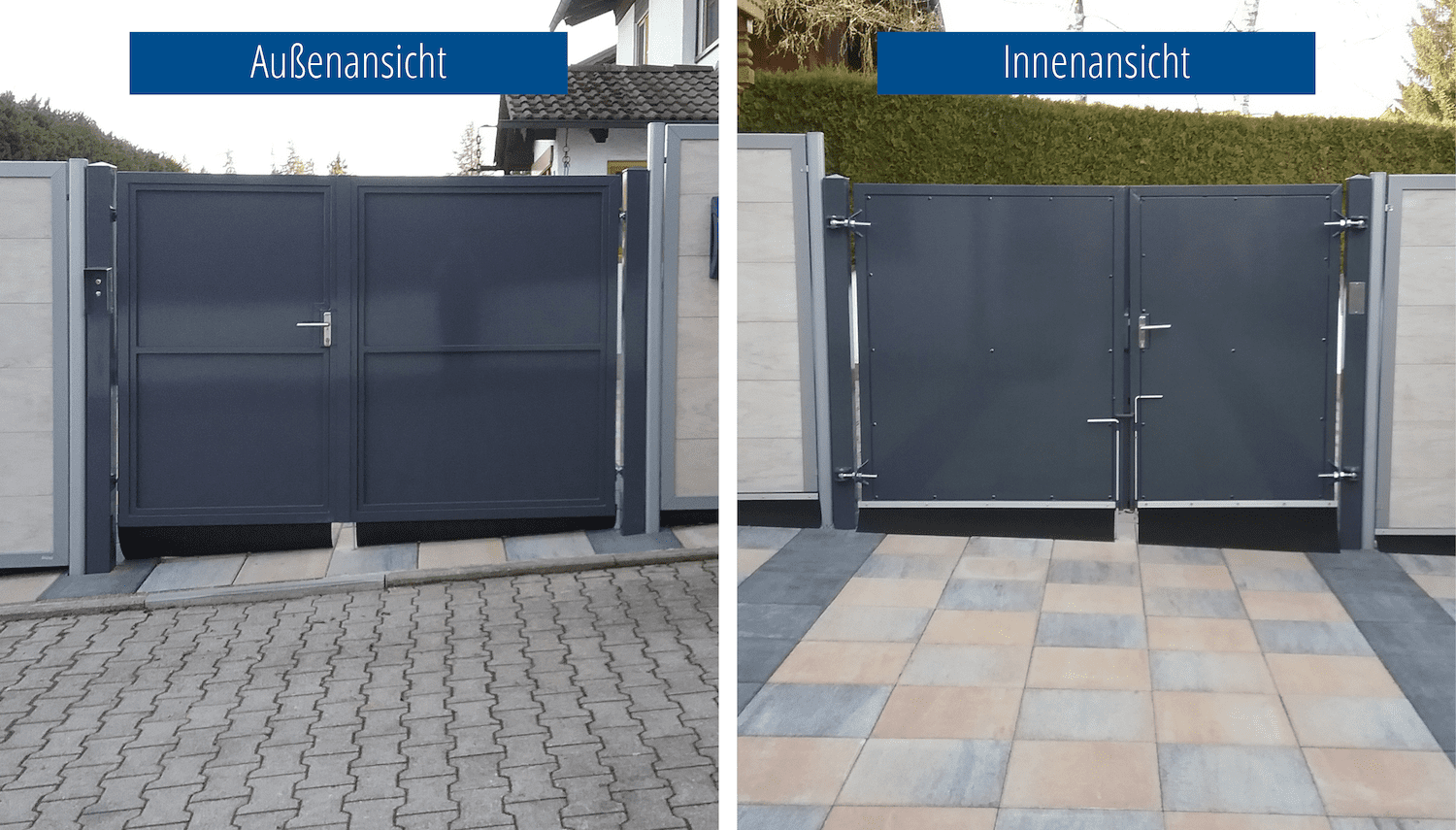 Gartentor Alu 2-flügelig Sichtschutz Blickdicht