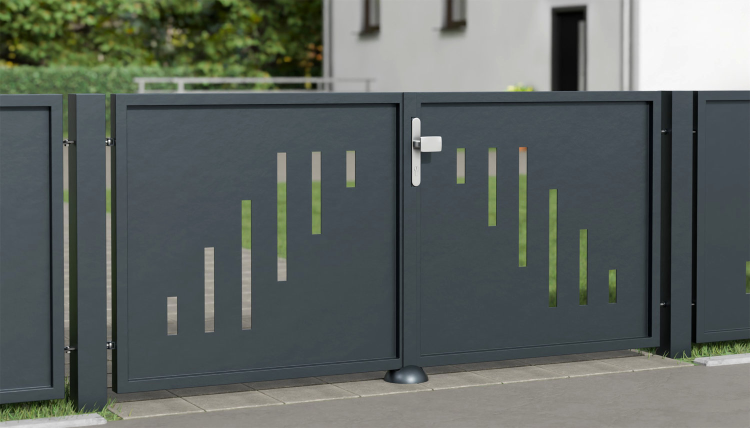 Gartentor Alu 2-flügelig Sichtschutz SG, GE