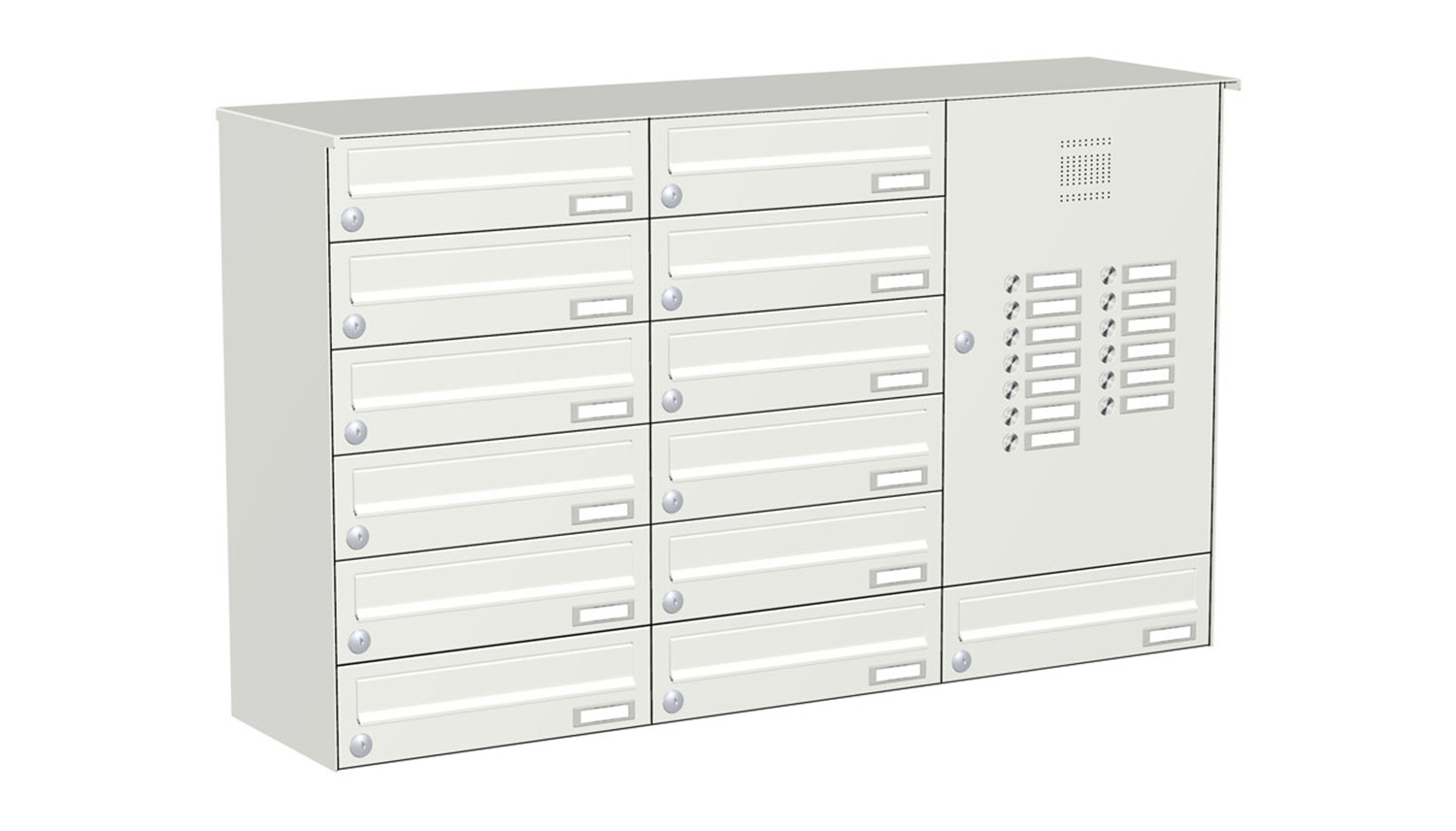 Briefkastenanlage | Aufputz | 13-fach | Waagerecht | Audio | Video | Farbe