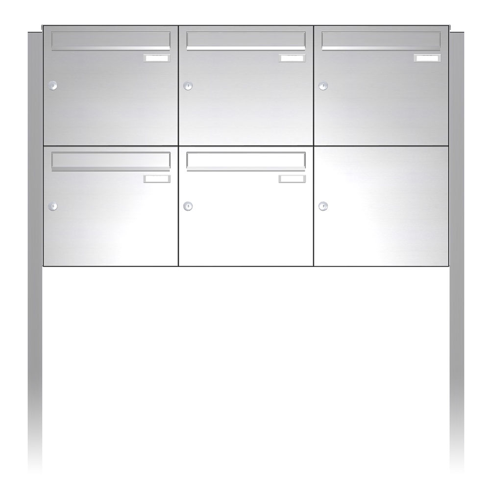 Briefkastenanlage | Freistehend | 5-fach | Senkrecht | Edelstahl
